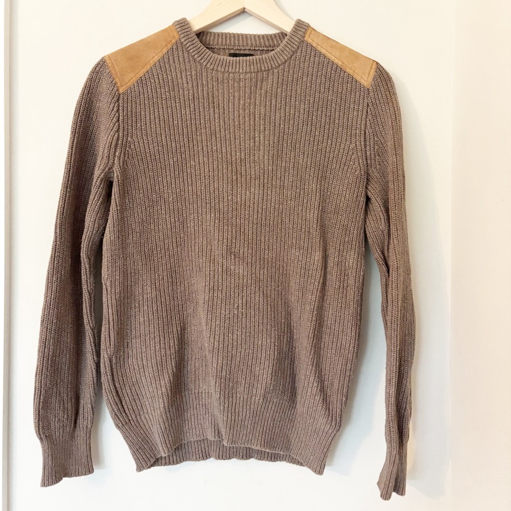J.CREW vintage Tan Sweater with Suede Accents sz. XS